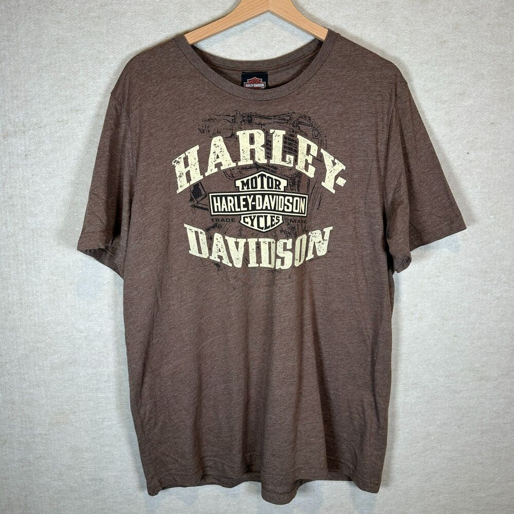 Harley Davidson Pike Peak Colorado Shirt Men XL Brown Graphic Biker Tee USA